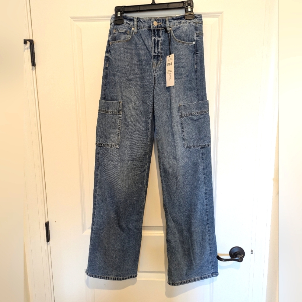 Blue revival cargo jeans, NWT